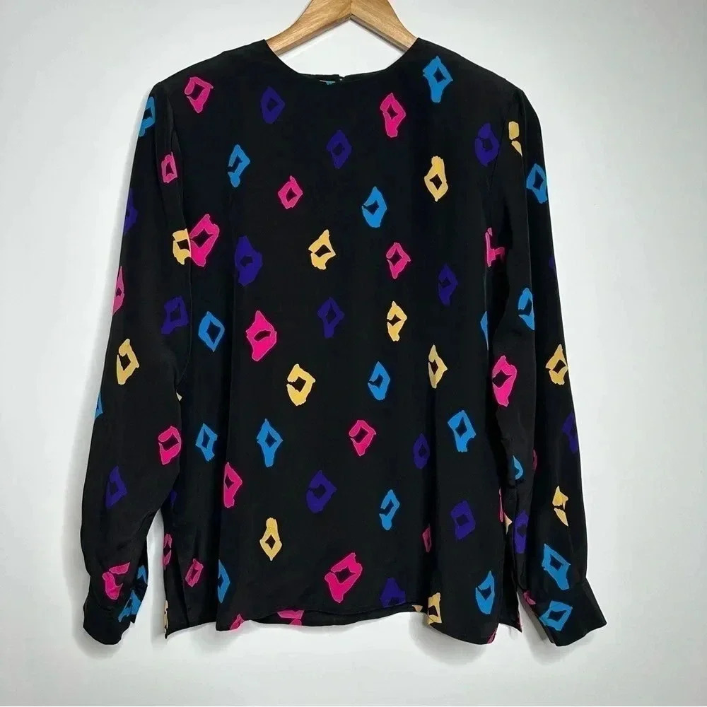 Ann May Vintage 100% Silk Pullover Blouse Size Small
